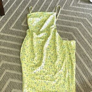 SHEIN Yellow Floral Backless Dress